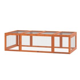 Outdoor Wooden Rabbit Hutch Large Bunny Hutch, Small Animal Habitat with Run, Lockable Doors, Natural Finish