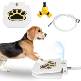 Dog Water Fountain Outdoor Dog Pet Water Dispenser Step-on Activated Sprinkler w/ Interactive Paw Pedal Valve for Drinking Fresh Water (Color: White)