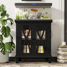 20 Gallon Fish Tank Stand with Power Outlets(4 AC 2 USB), Farmhouse Decorative Aquarium Stand Furniture with Adjustable Shelves (default: default title)